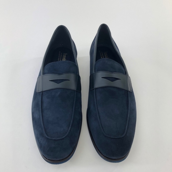 NWT FRANCESCHETTI mens blue suede loafers main image 6